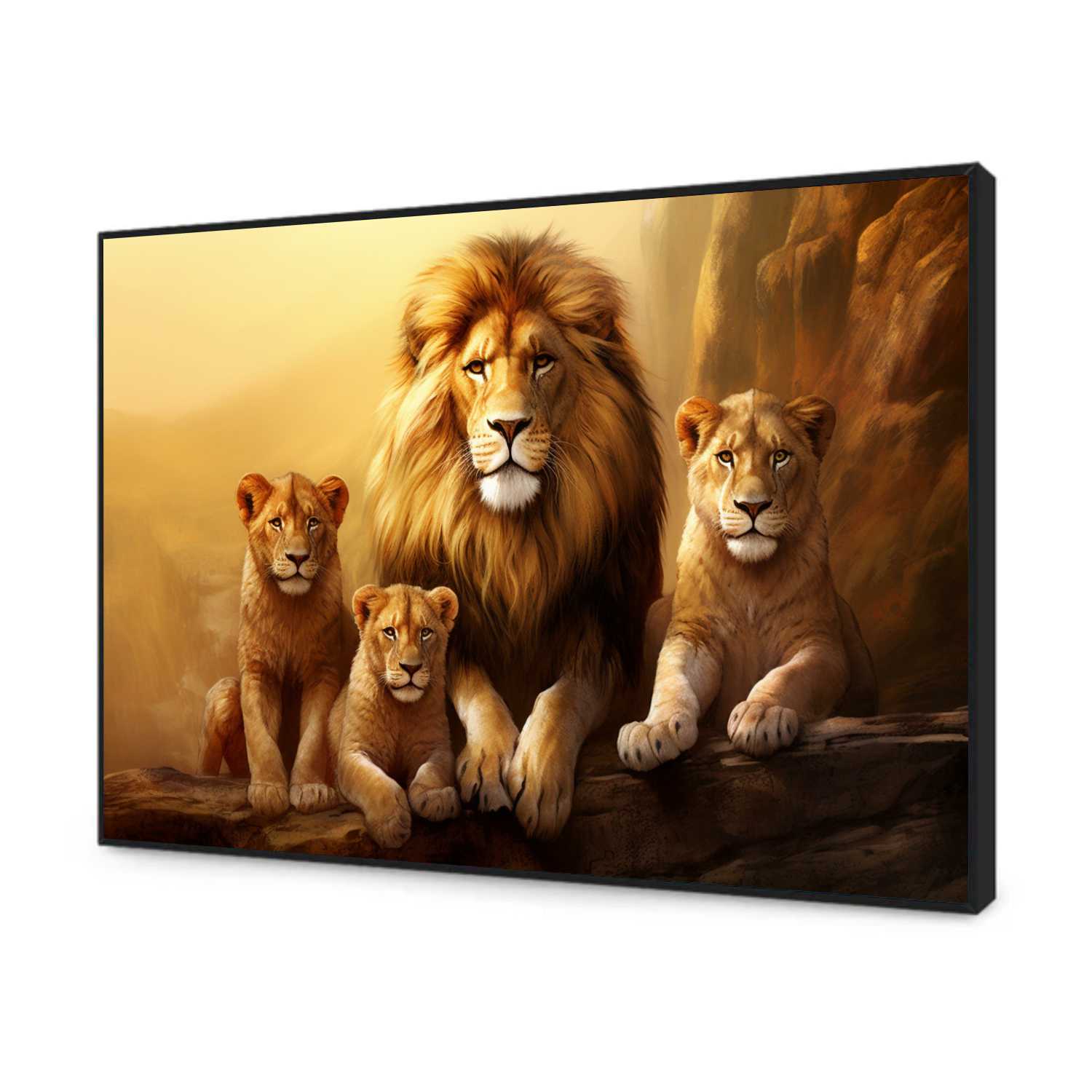 Quadro Decorativo Família de Leões 